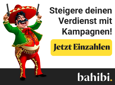 Bunter Mariachi Charakter mit Einzahlungshinweis bei Bahibi