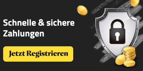 Sichere Zahlungen dargestellt mit Schild Symbol und Registrierhinweis